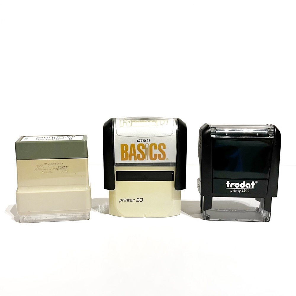 Vintage Office Business Stamps Set of 3 Paid Received Copy Rubber Basics Canex